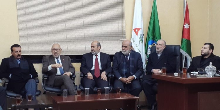 رئيس البرلمان التونسي راشد الغنوشي يزور حزب جبهة العمل الإسلامي